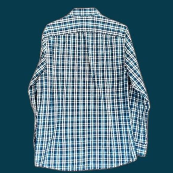 Kenneth Cole Reaction Business Dress Plaid Button Down - Size M - Cerulean Blue - Picture 3 of 14